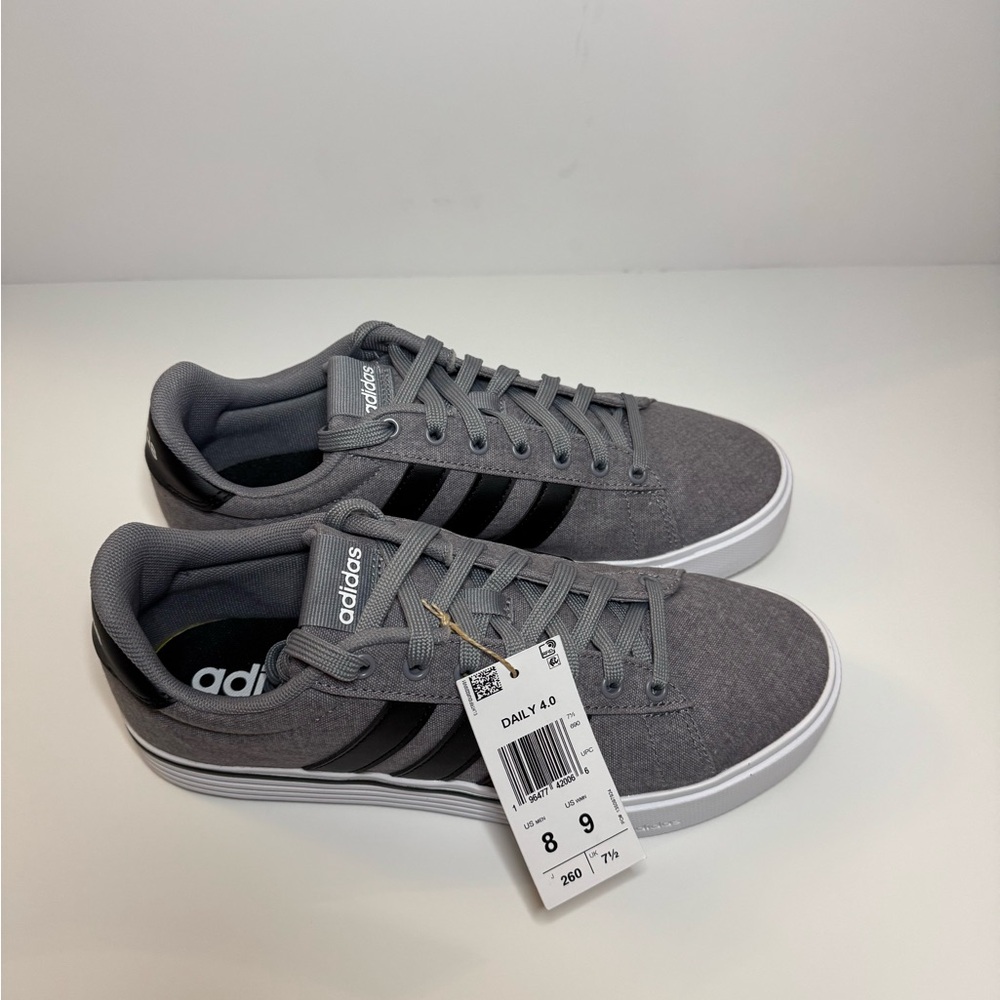 New Adidas Grey and Black Daily 4.0 Sneakers - Men’s 8/Women’s 9